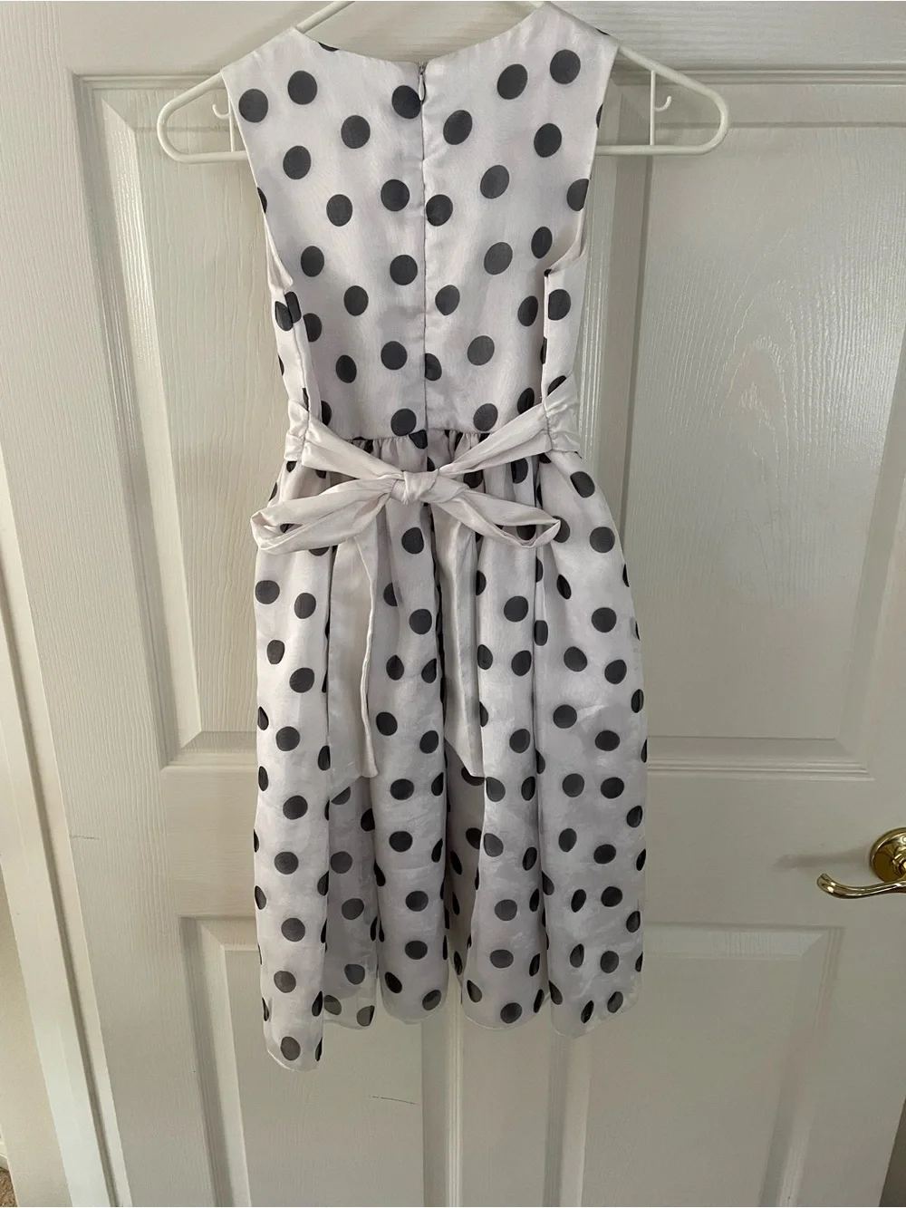 Charter Club White Dress with Black Polka Dots and Satin Bow